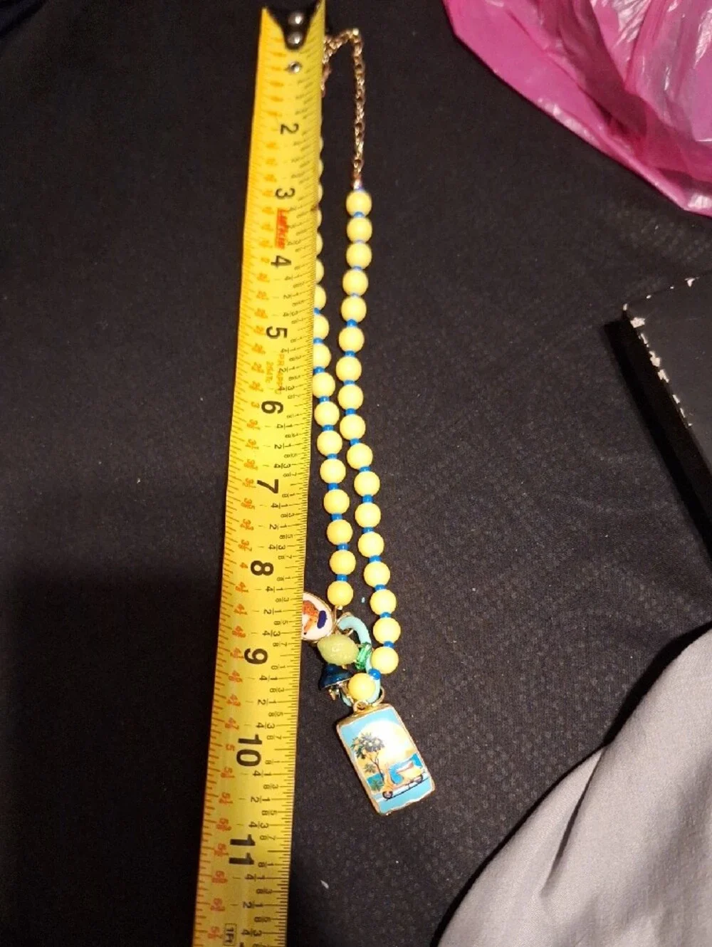 Kids Beaded Charm Necklace - Blue & Yellow